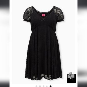 Torrid Size 3 BETSEY JOHNSON BLACK LACE PUFF SLEEVE SWEETHEART SKATER DRESS